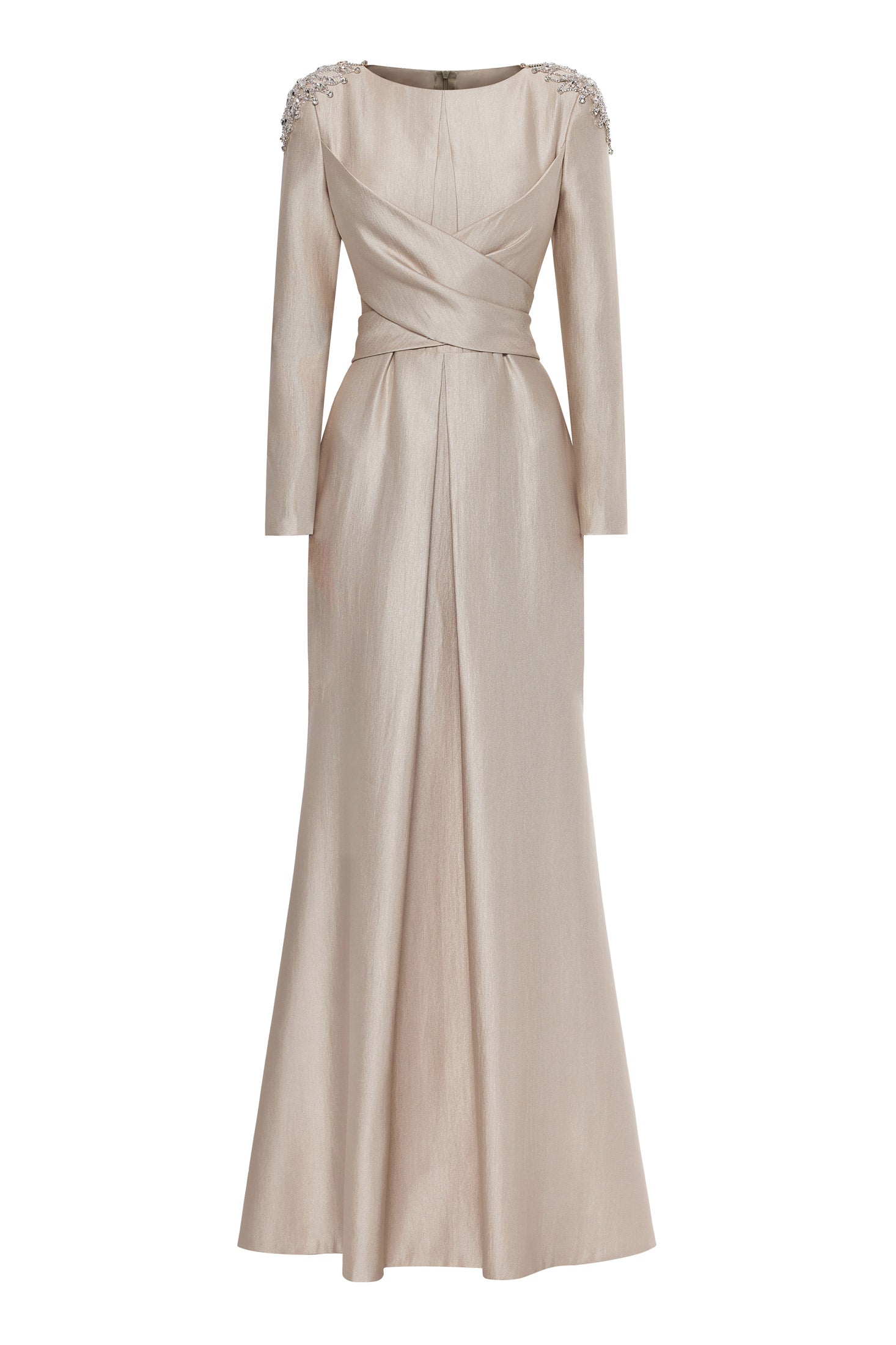 Crystal-Embellished Pearlescent Maxi Gown Ivory / L Crystal-Embellished Pearlescent Maxi Gown Ivory / L