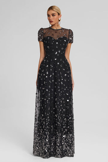 Sequin Tulle Evening Gown