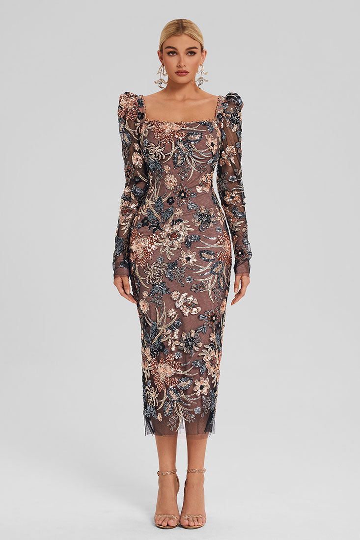 embroided dress Embroidered Midi Dress Multicolor / XXL