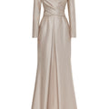 Crystal-Embellished Pearlescent Maxi Gown