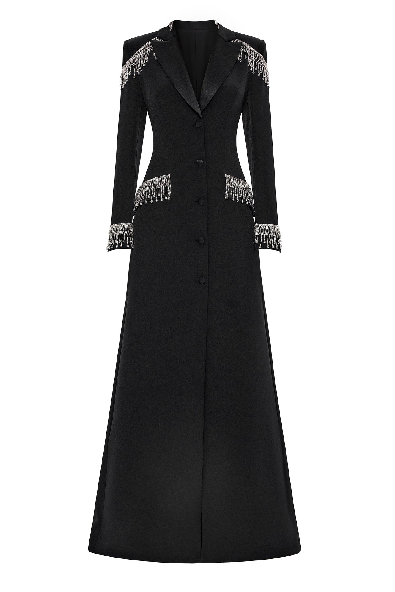 Jacket-Style Evening Dress with Crystals Black / XS Jacket-Style Evening Dress with Crystals Black / XS