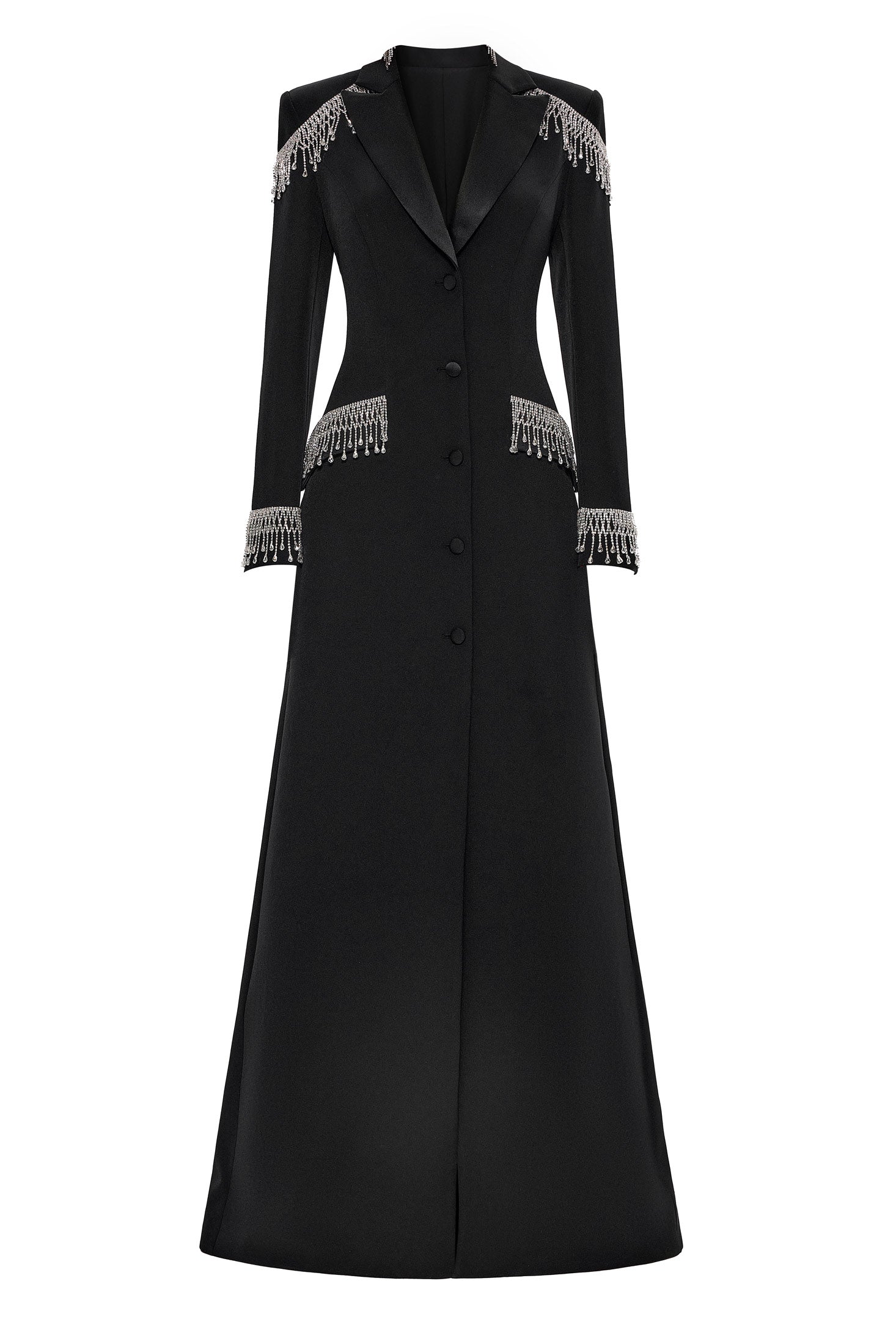 Jacket-Style Evening Dress with Crystals Black / XS