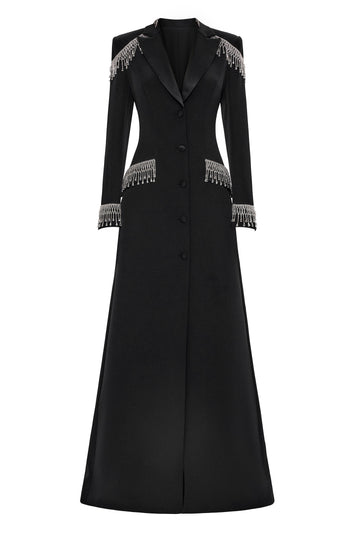 Jacket-Style Evening Dress with Crystals Black / XS Jacket-Style Evening Dress with Crystals Black / XS
