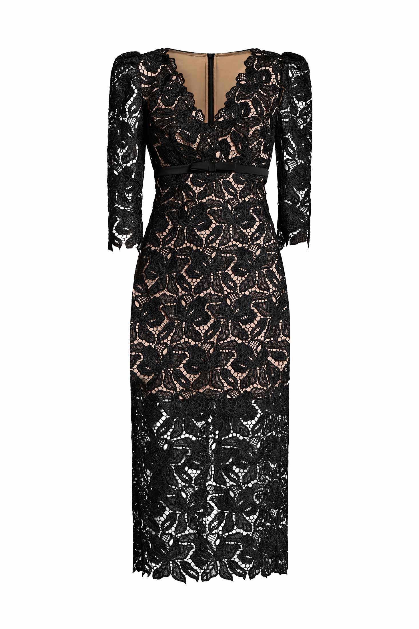 Embroidered Lace Midi Dress