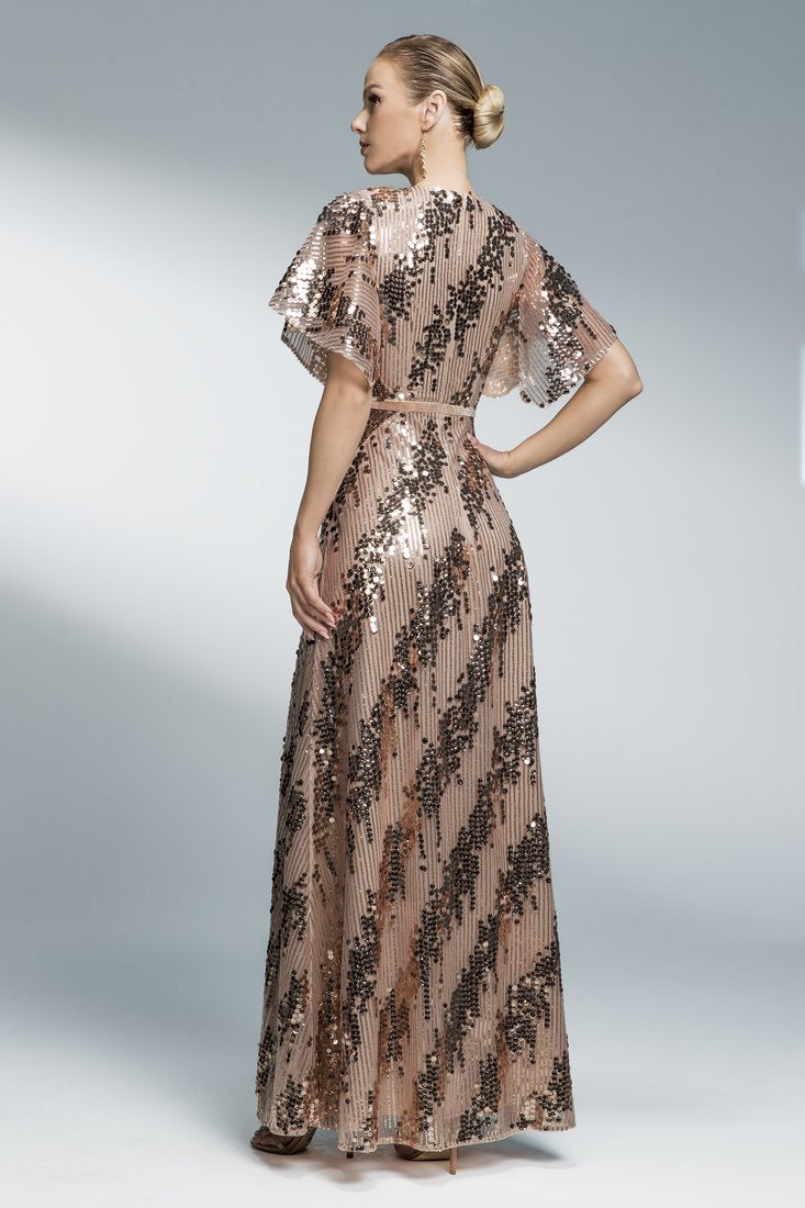 Sequin embroidered long dress