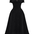 Flared Tweed Midi Dress