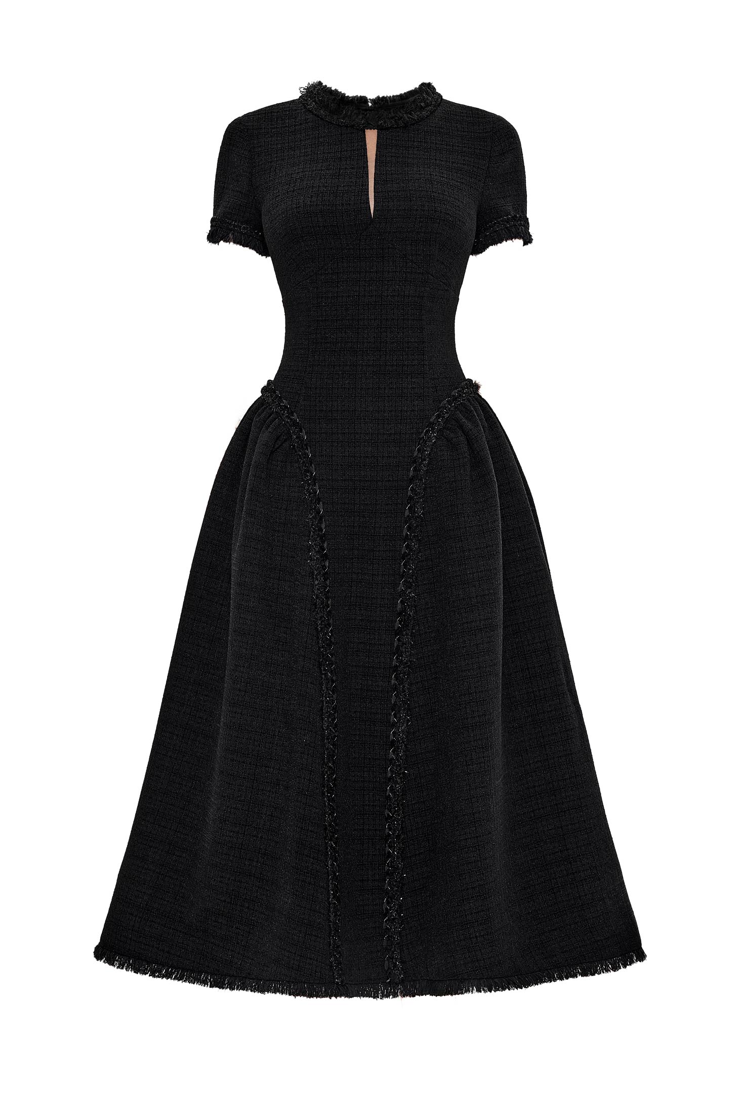 Flared Tweed Midi Dress