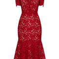 Embroidered Lace Mermaid Midi Dress