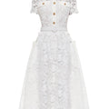 Floral Lace Midi Shirt Dress