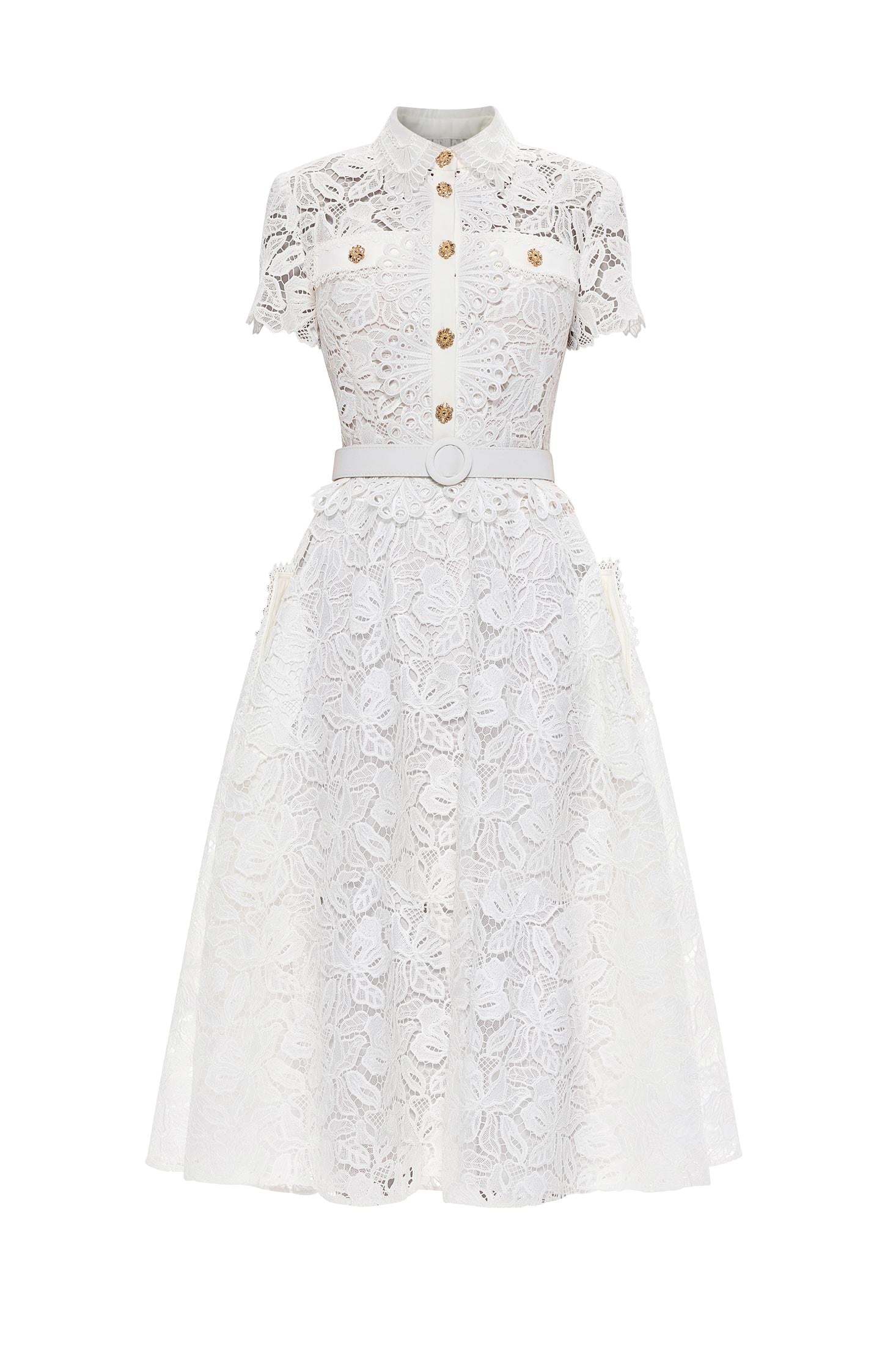 Floral Lace Midi Shirt Dress