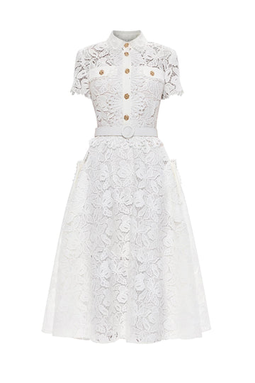 Floral Lace Midi Shirt Dress