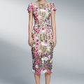 3d flower midi dress