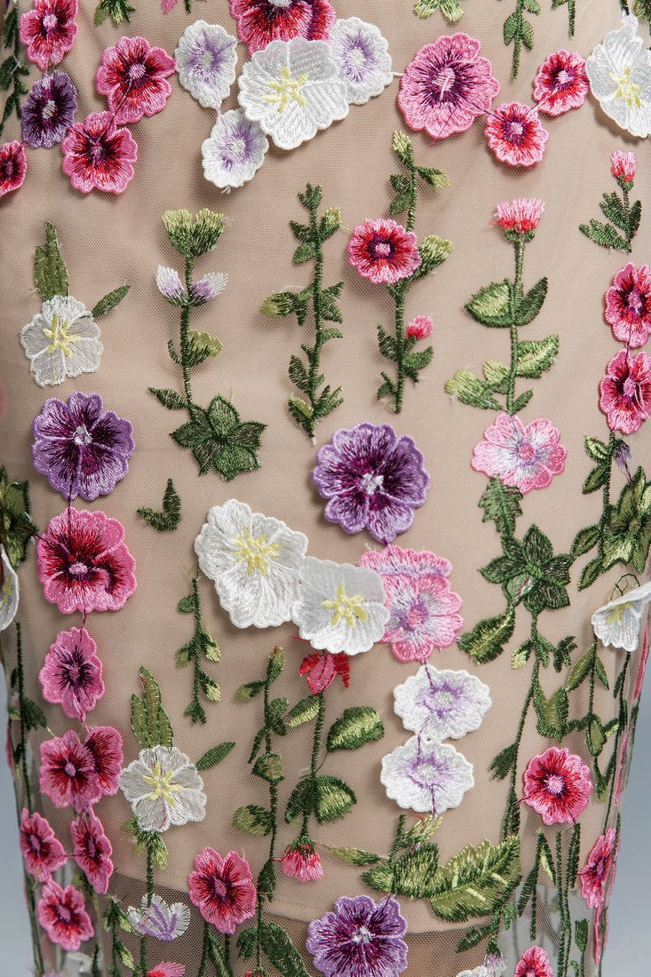 3d flower midi dress