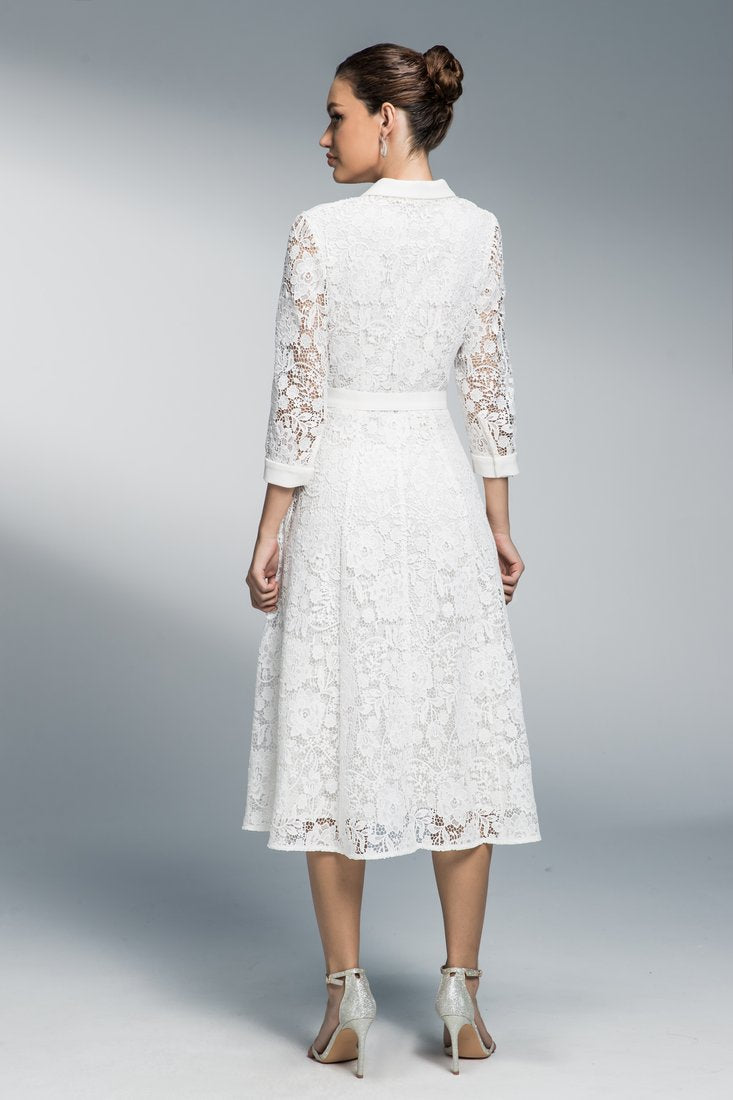 Lace flared midi dress