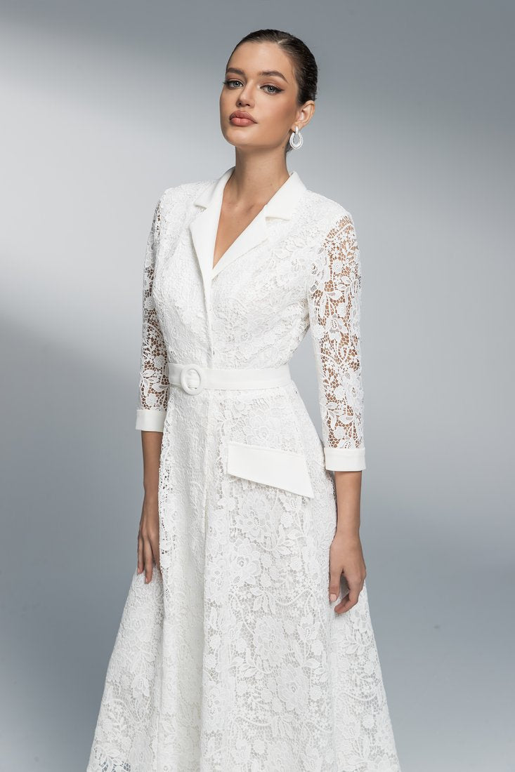 Lace flared midi dress