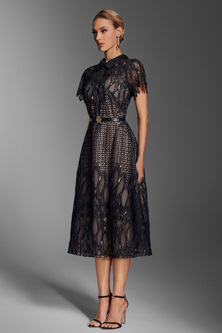 Petals Embroidery Midi Dress