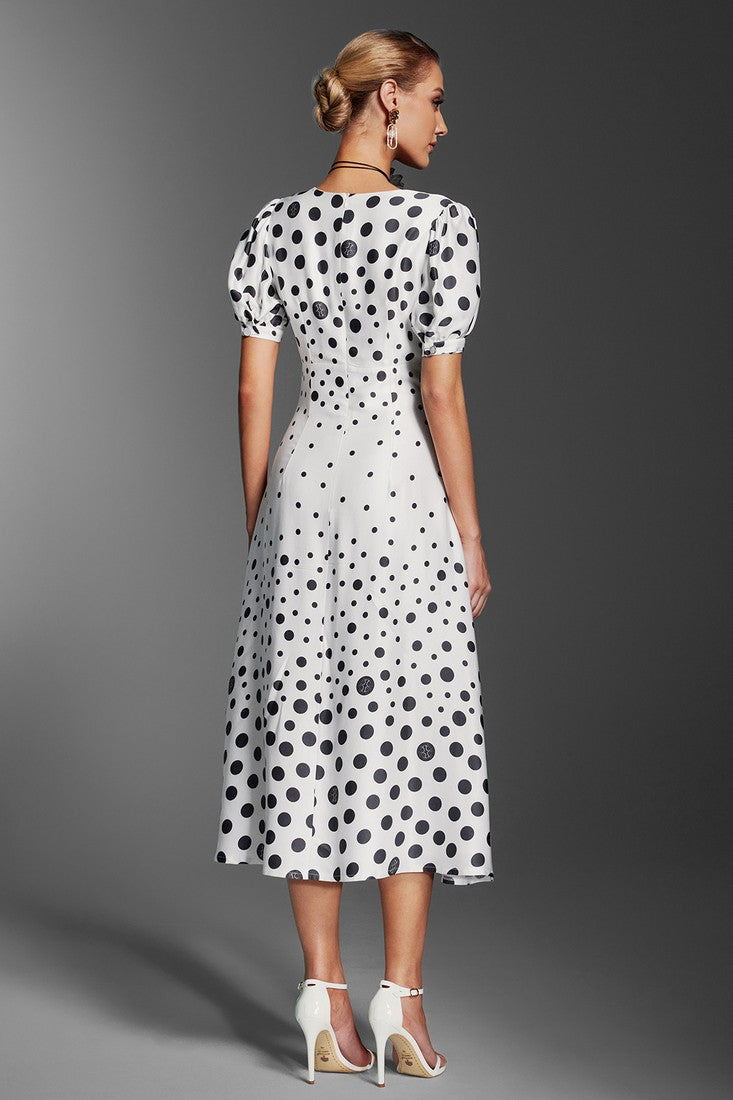 Dot Print Midi Dress