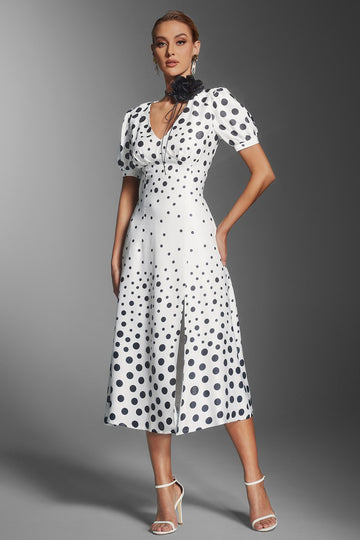 Dot Print Midi Dress