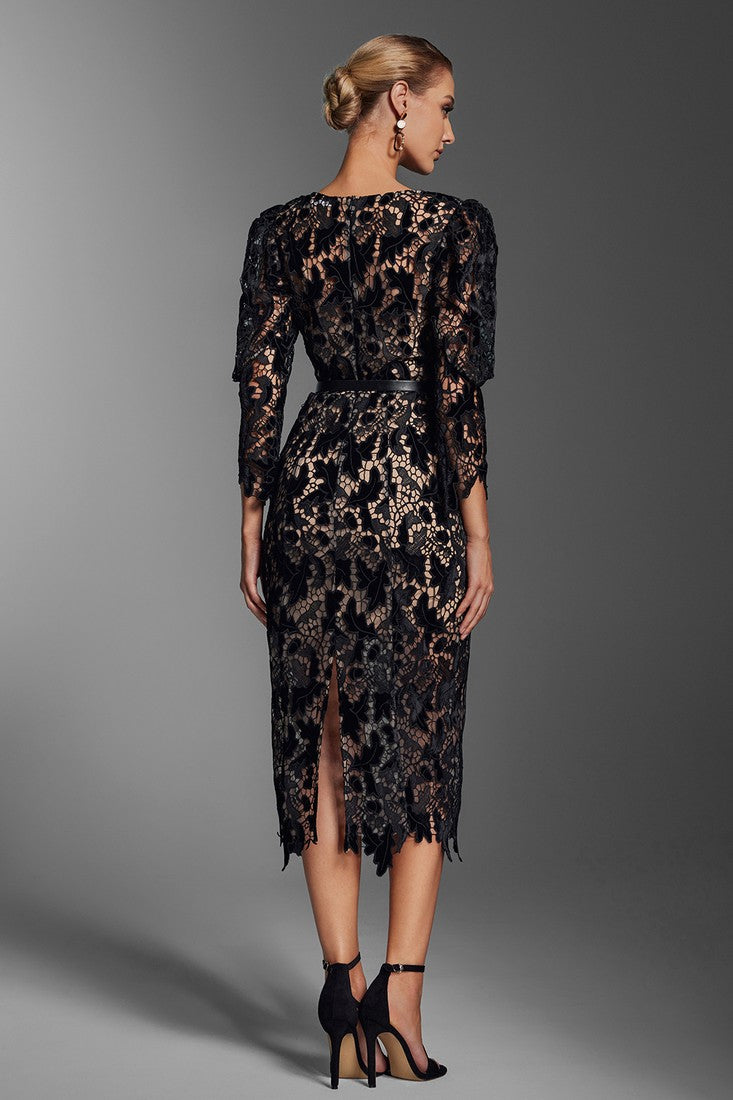 Velvet Guipure Midi Dress
