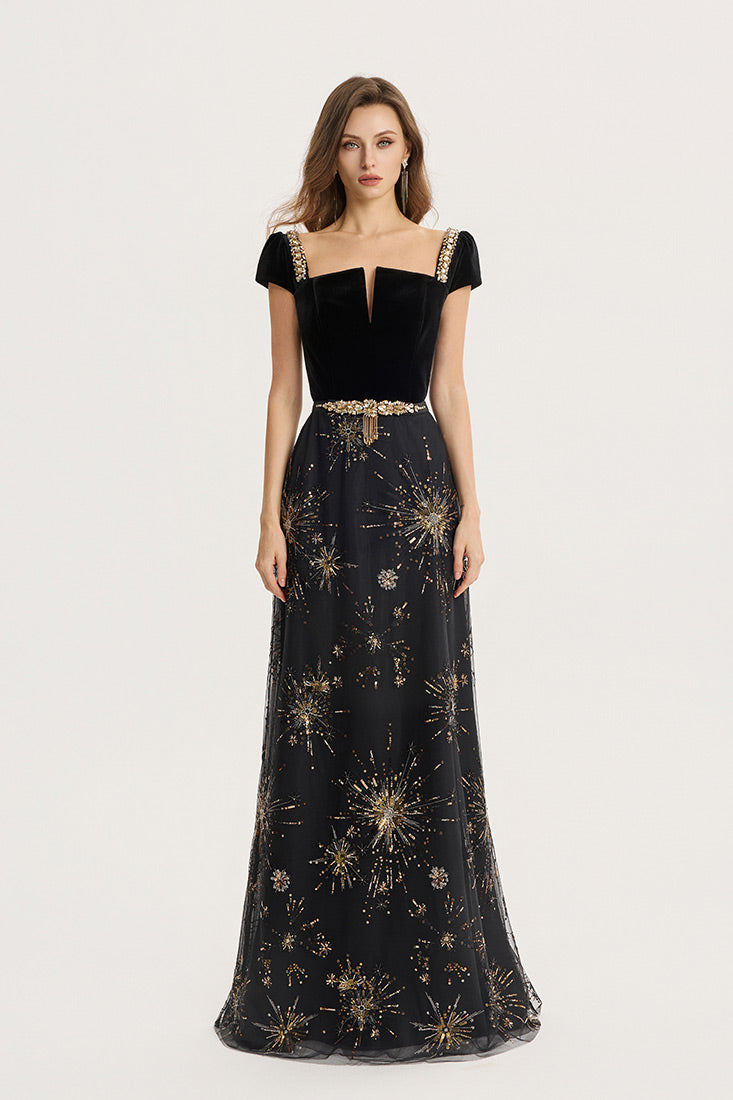 Geometric Embroidery Gown