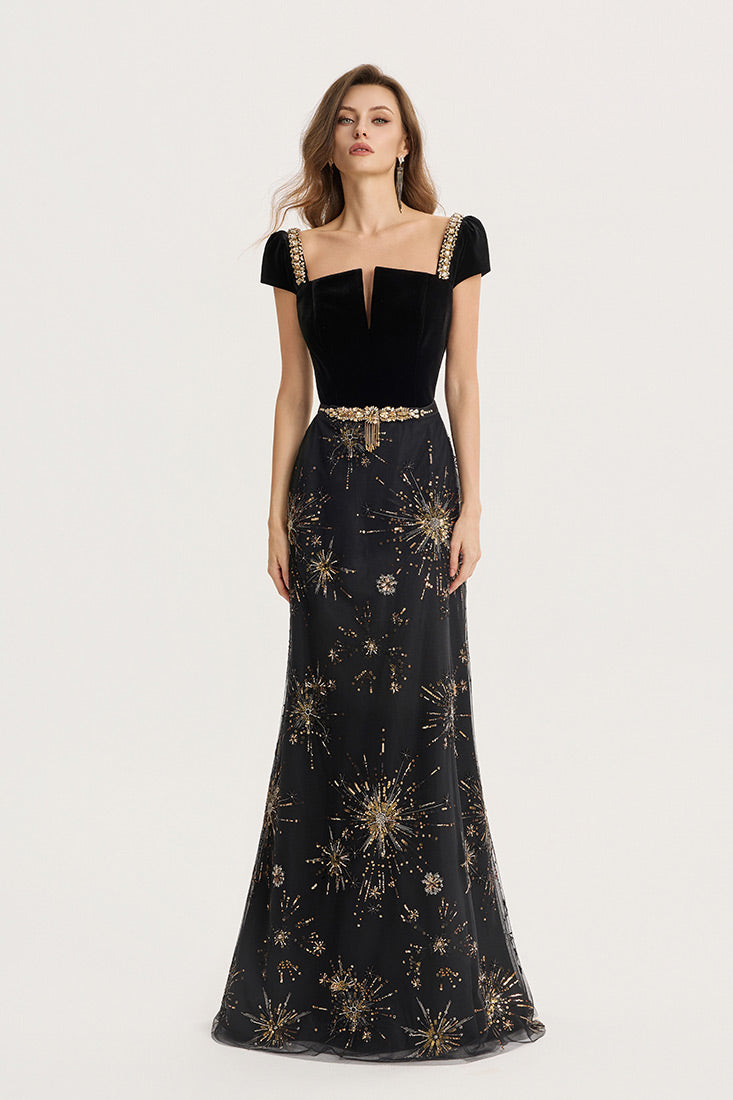 Geometric Embroidery Gown