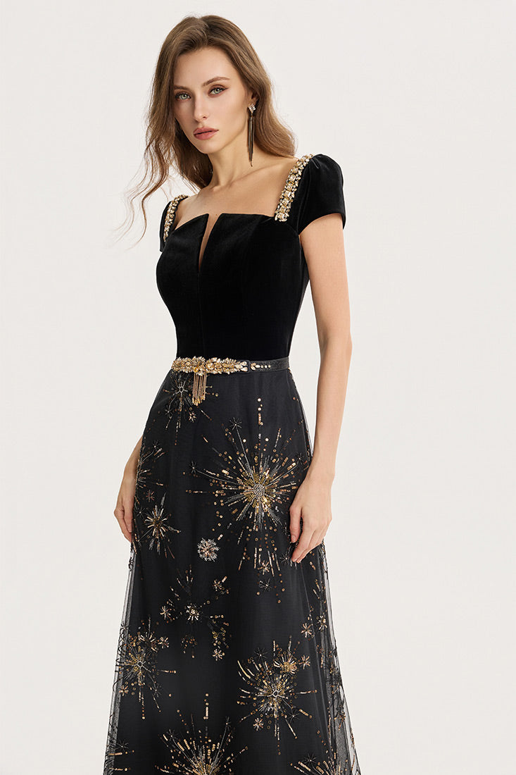 Geometric Embroidery Gown