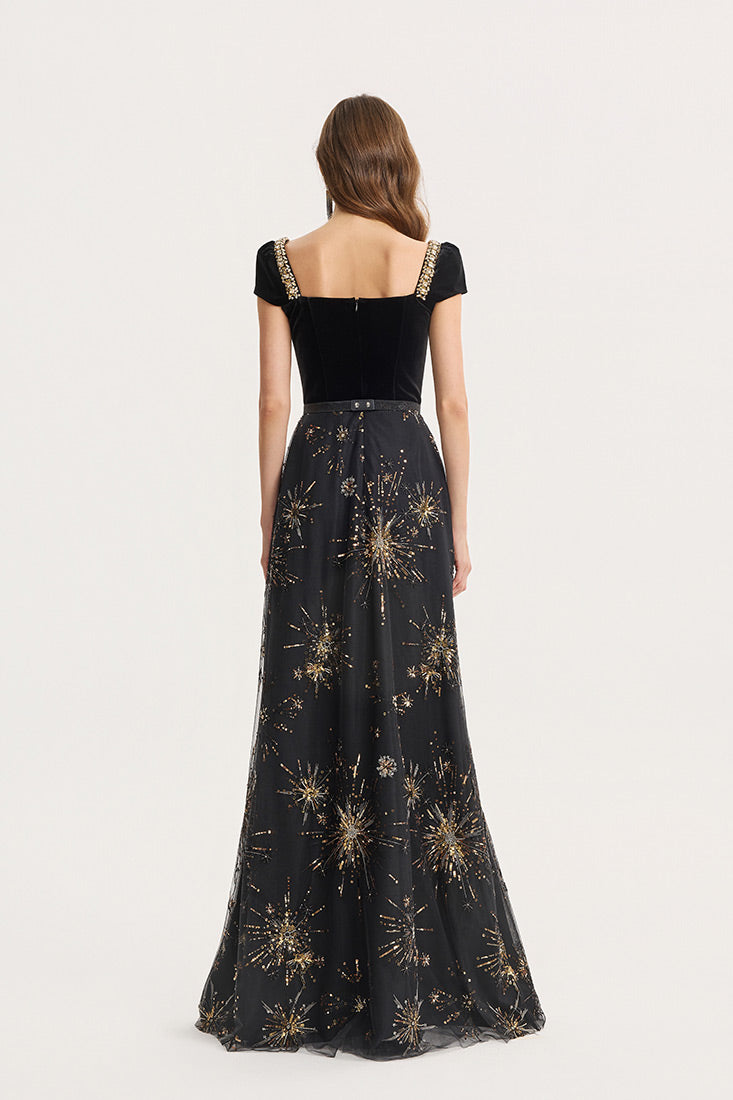 Geometric Embroidery Gown