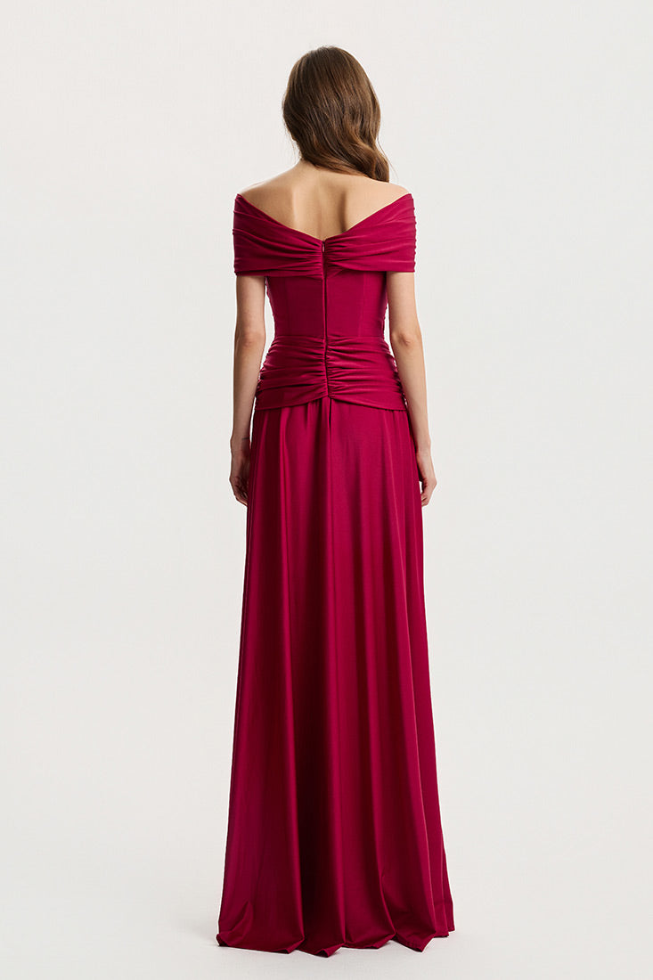 Off-Shoulder Gown with Gold Detail