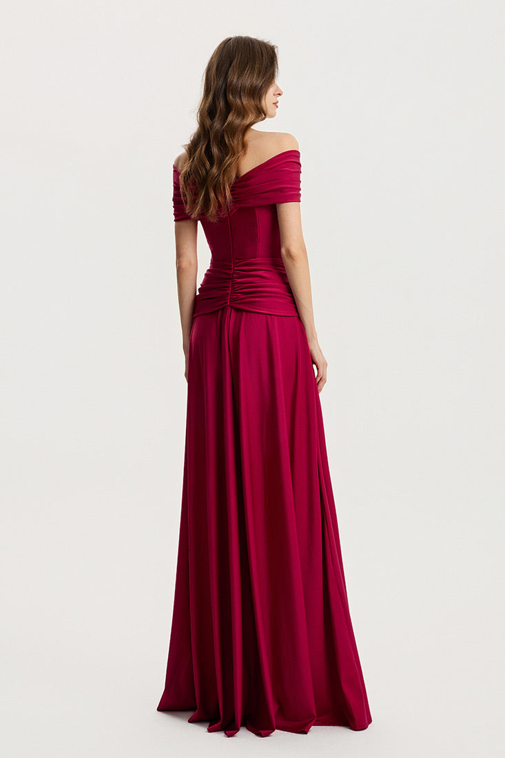 Off-Shoulder Gown with Gold Detail