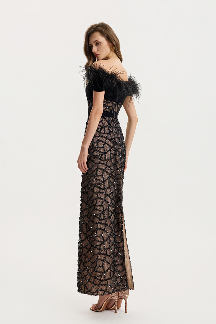 Sequined lace Column Dress