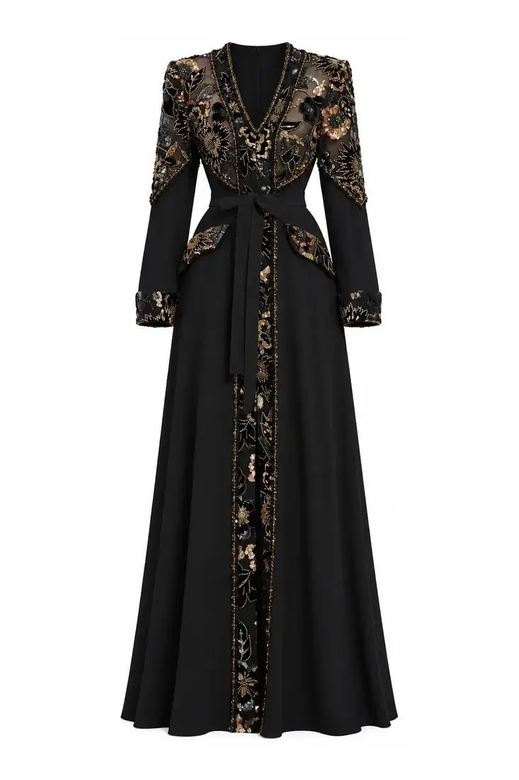 Beaded Embroidered Evening Gown
