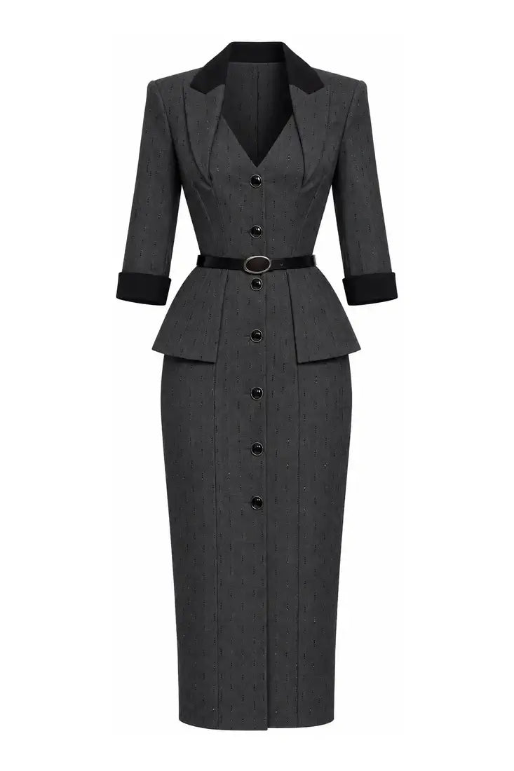 Belted Blazer Midi Dress