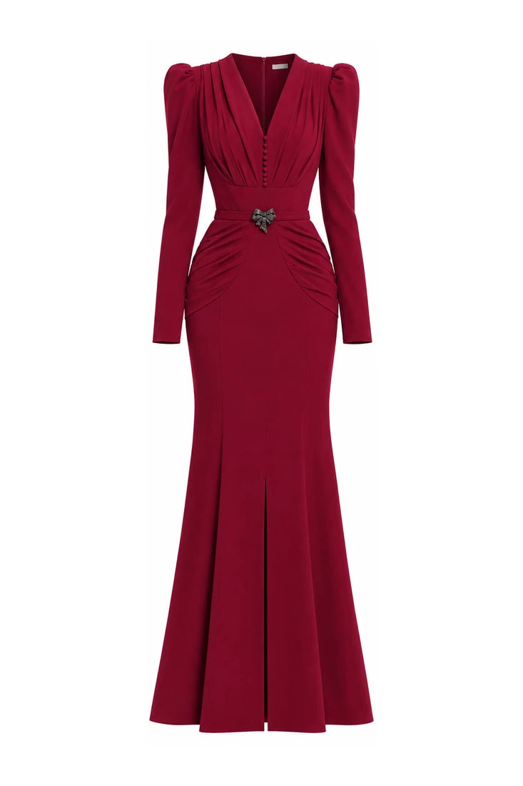 Sculpted Burgundy Mermaid Gown