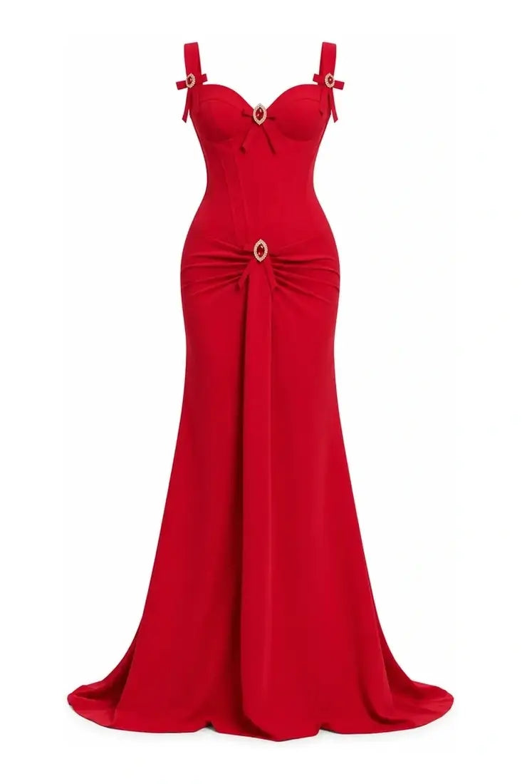Crystal-Detail Corset Evening Gown