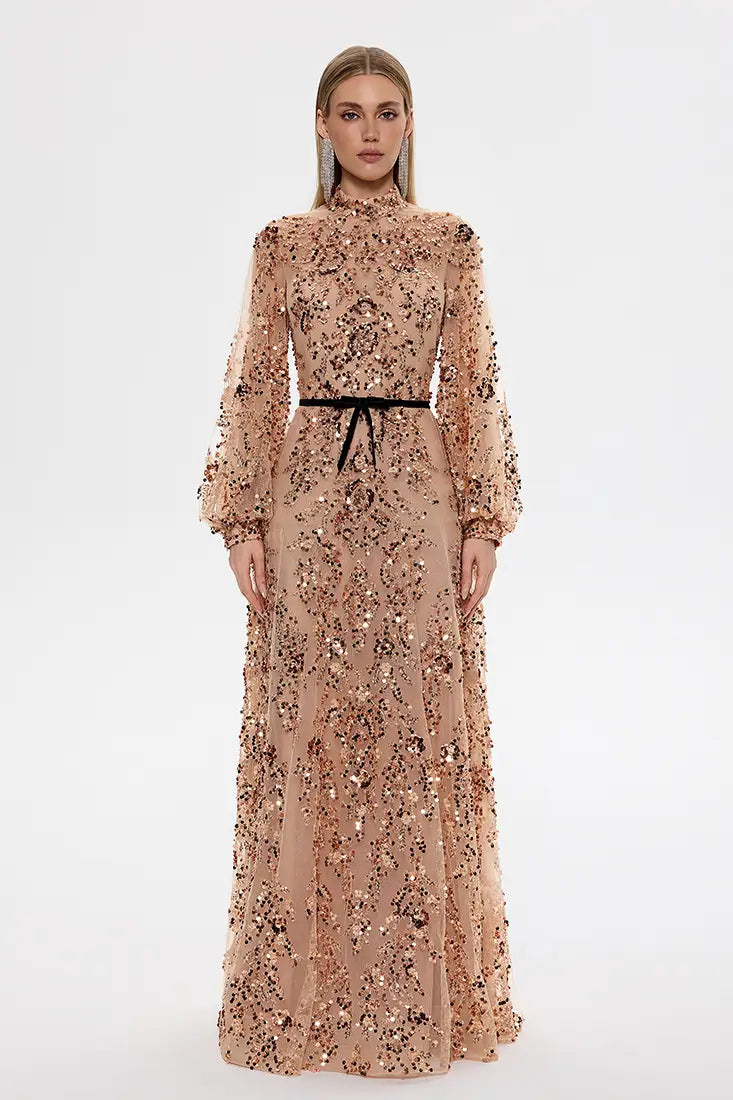 Embroidered Maxi Gown Gold / L Embroidered Maxi Gown Gold / L