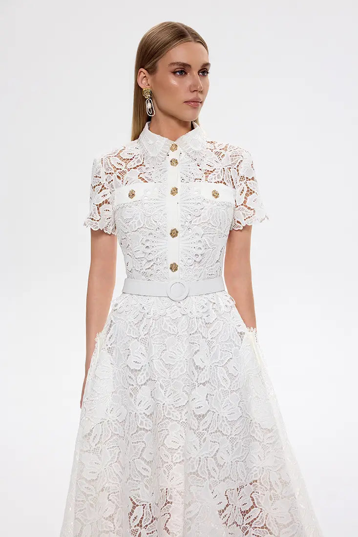 fifi lace midi shirt dress Buy Porcelain Fifi Lace Shirt Midi Dress
