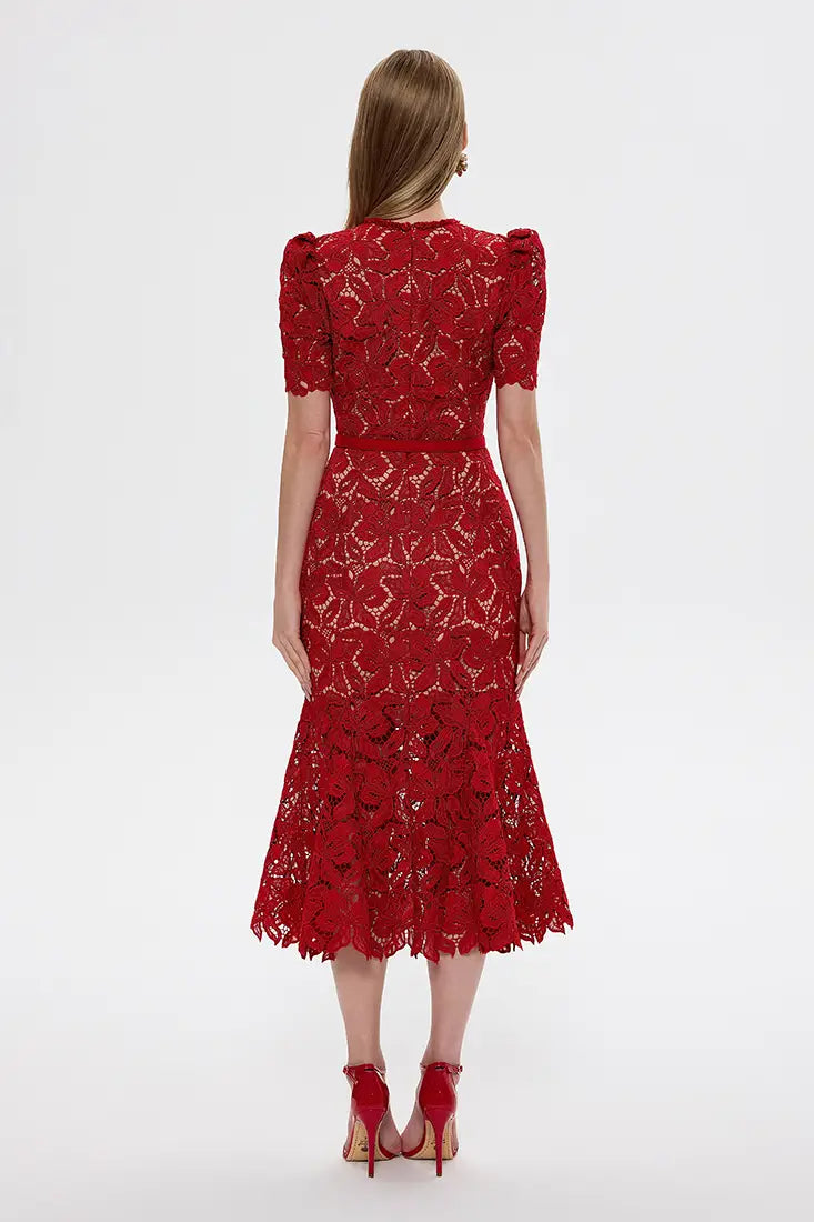 red mermaid midi dress Getting Hot In Here