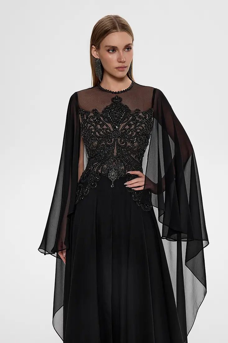 Crystal Embroidered Bodice Gown