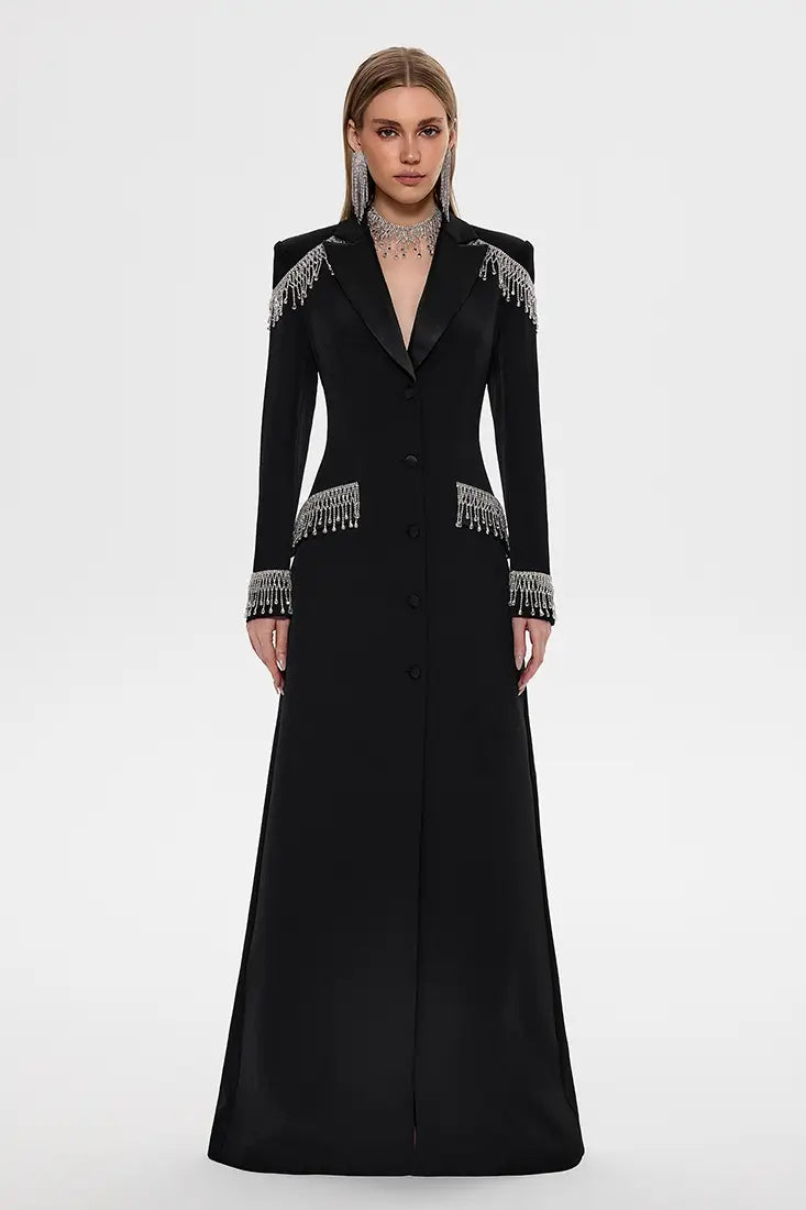 ladies evening coat dress White Women's Long Jacket Dress Suit Party Formal Ladies Prom Evening Coats Wear