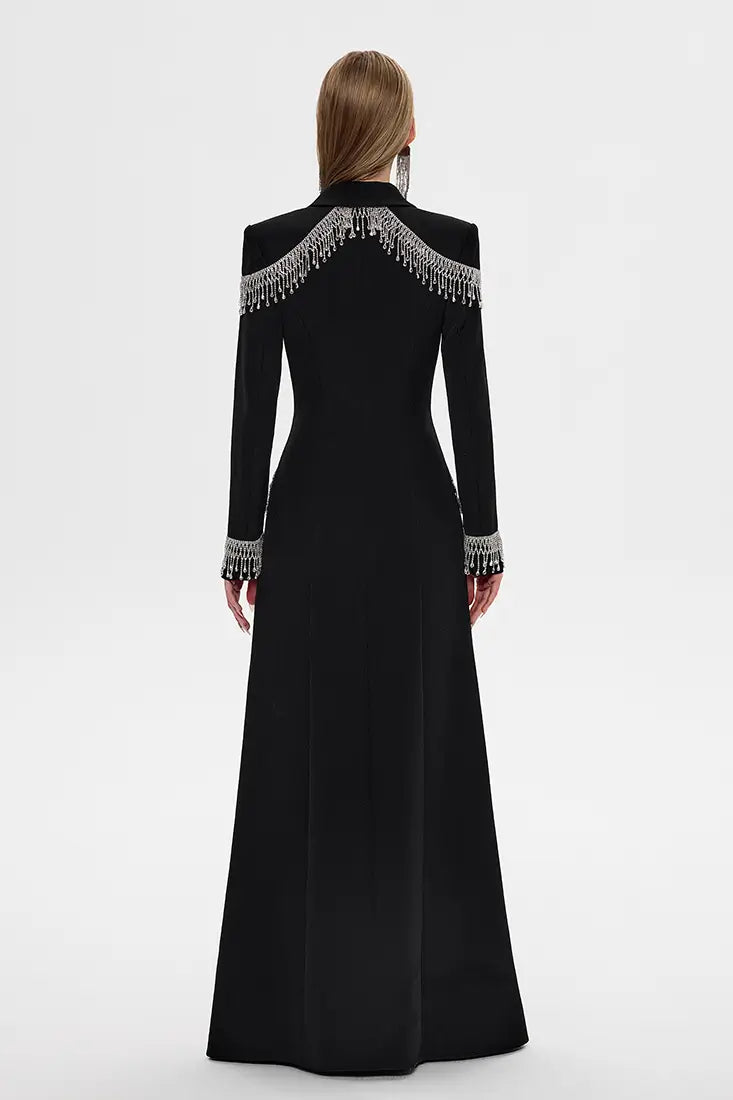 Jacket-Style Evening Dress with Crystals