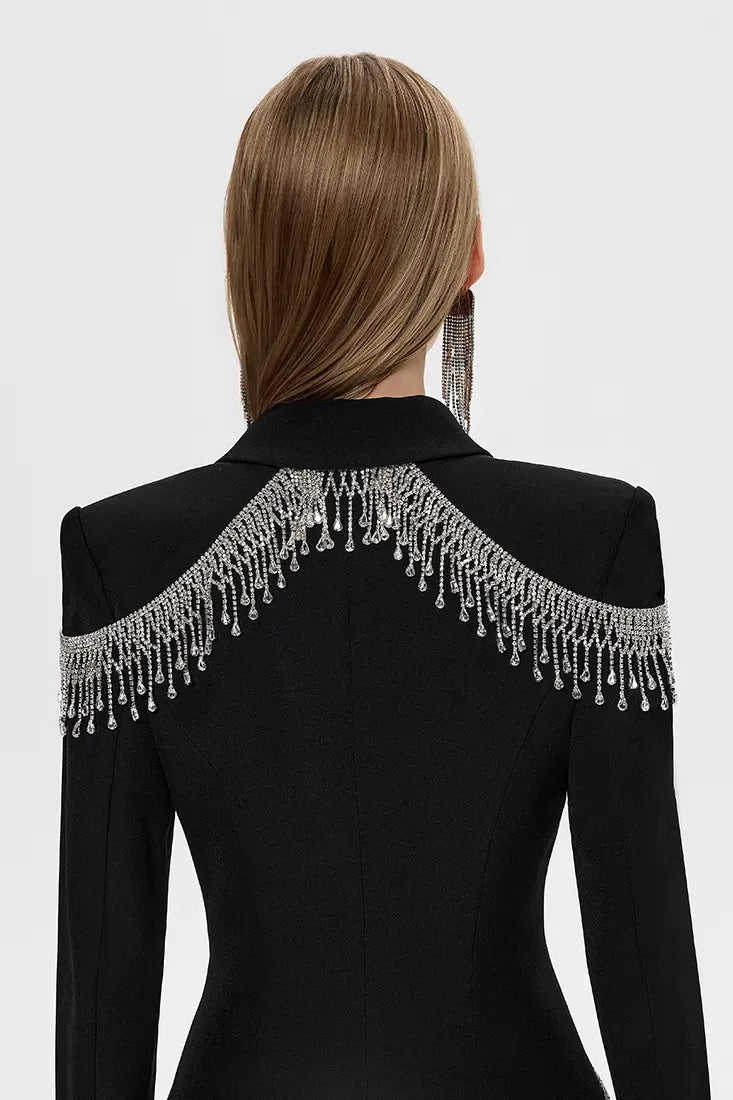 Jacket-Style Evening Dress with Crystals