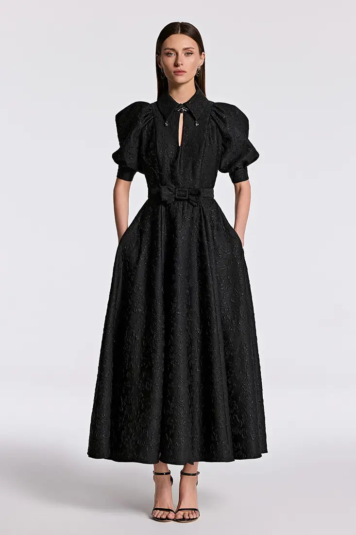 Jacquard Flared Maxi Dress