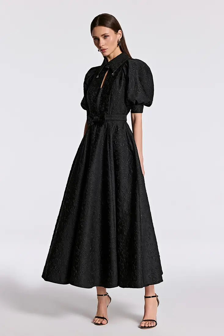 Jacquard Flared Maxi Dress