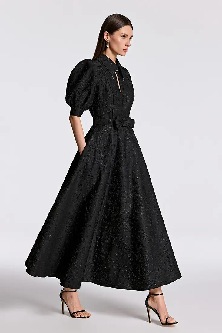 Jacquard Flared Maxi Dress