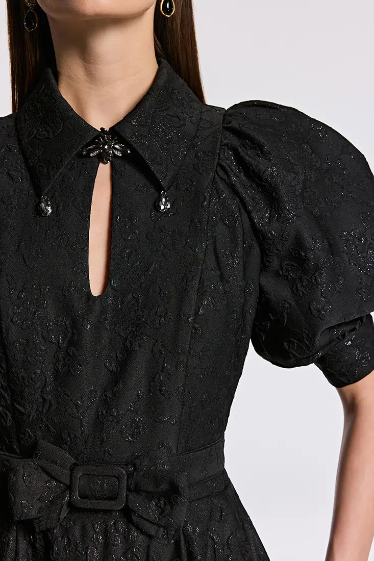 Jacquard Flared Maxi Dress