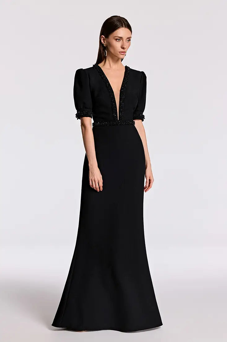 Crepe Evening Maxi Dress