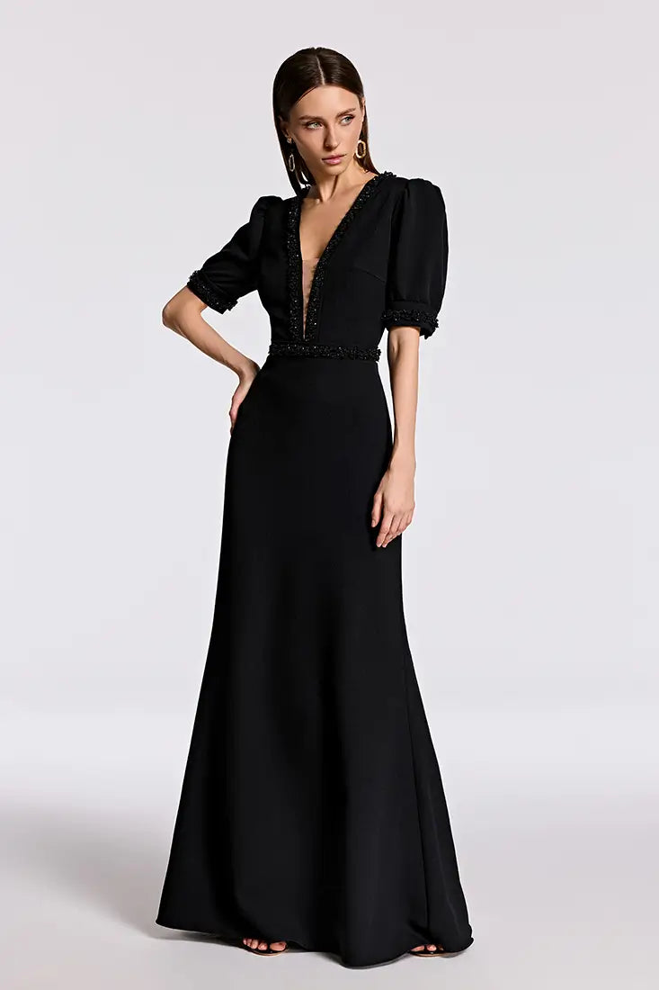 Crepe Evening Maxi Dress