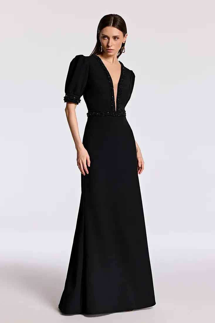 Crepe Evening Maxi Dress