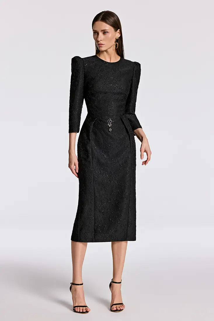 Jacquard Midi Pencil Dress