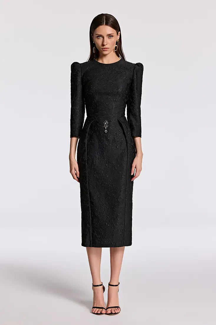 Jacquard Midi Pencil Dress